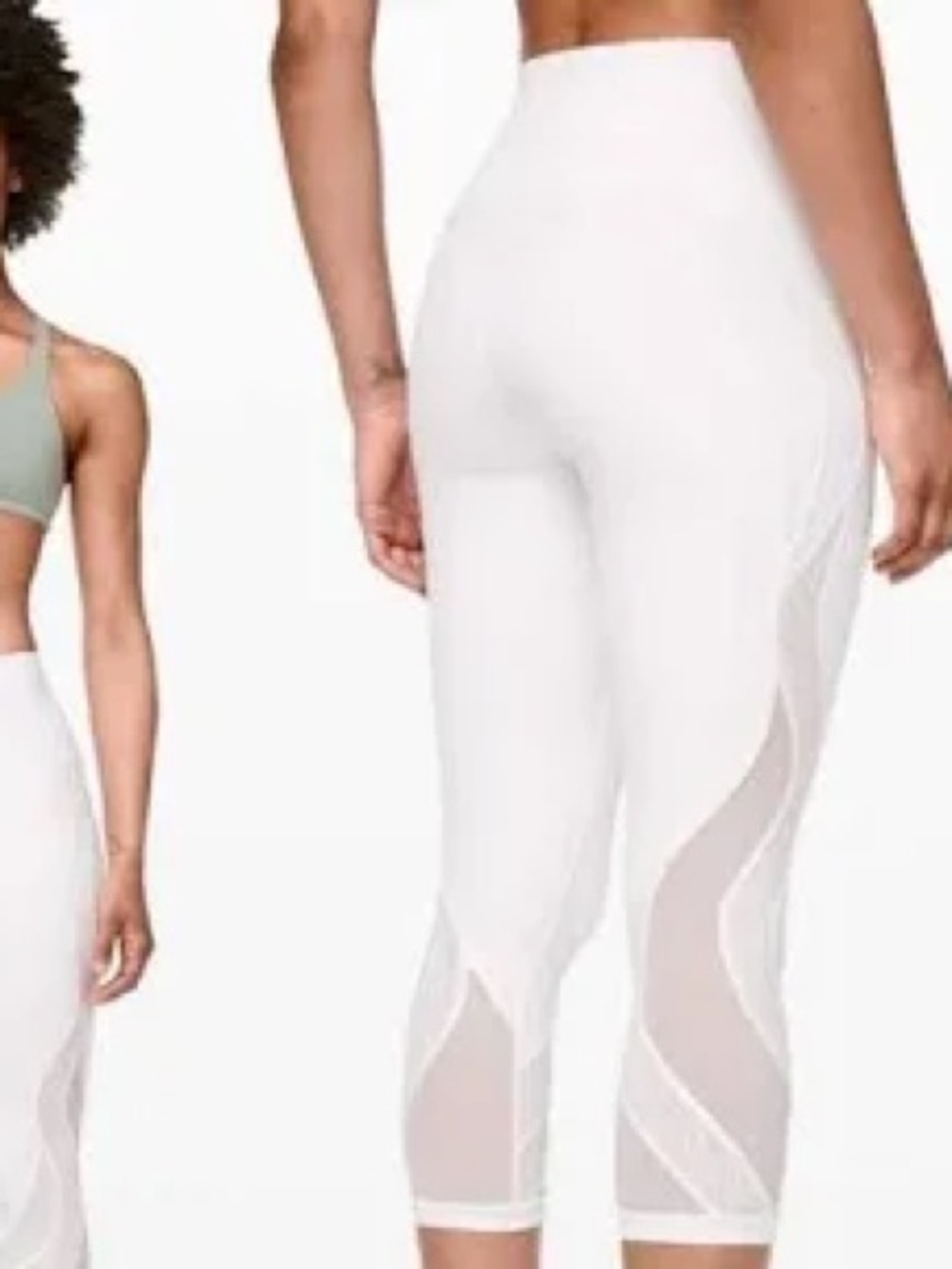 lululemon athletica White High-Waist Crop Leggings with Mesh Insets